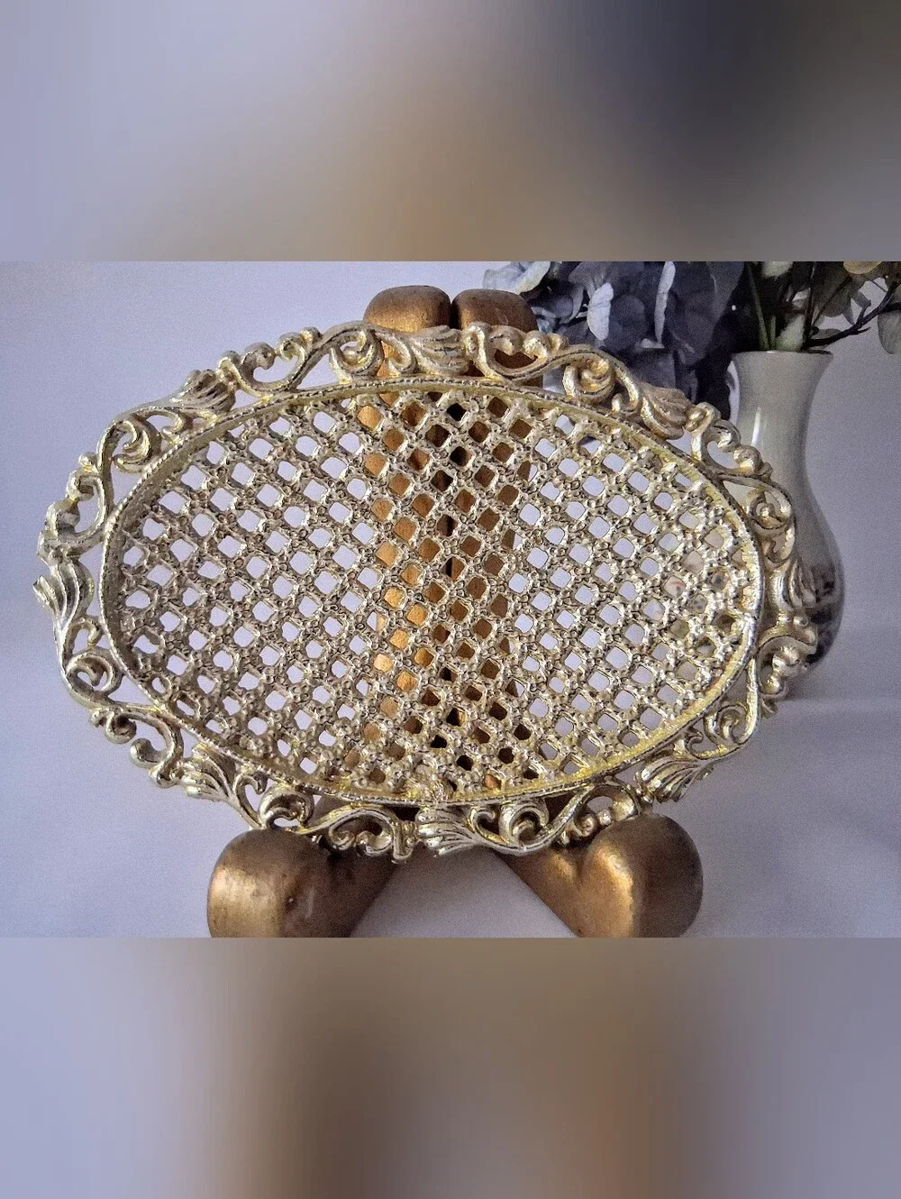 1968 American Tack & Howe Gold Plated Soap Dish - Footed